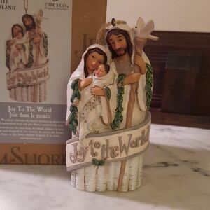 UNUSED.  Jim Shore White Woodland Holy Family Ornament